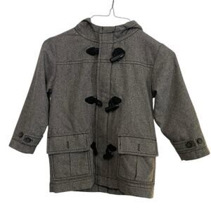 Gymboree Duffle Coat Unisex XS 3-4 Gray Wool Blend Toggle Closures Winter Jacket
